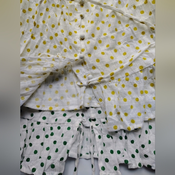 NWOT HYFVE bundle 2 Crop Top polka dots tie, puff sleeves, cotton sz L. - Picture 5 of 16